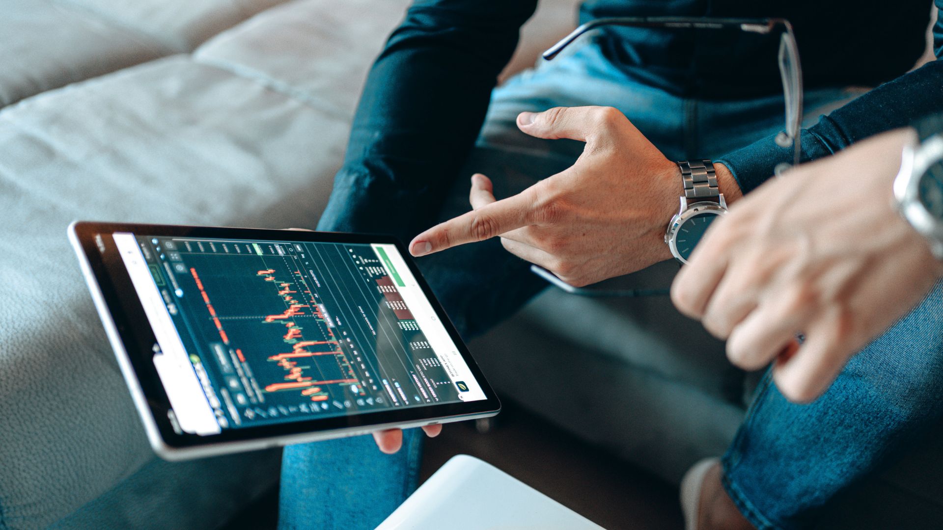 Trading crypto on a tablet